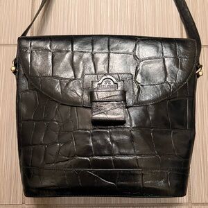 Vintage Black Crocodile Embossed Genuine Leather Crossbody Bag Milenio Colombia